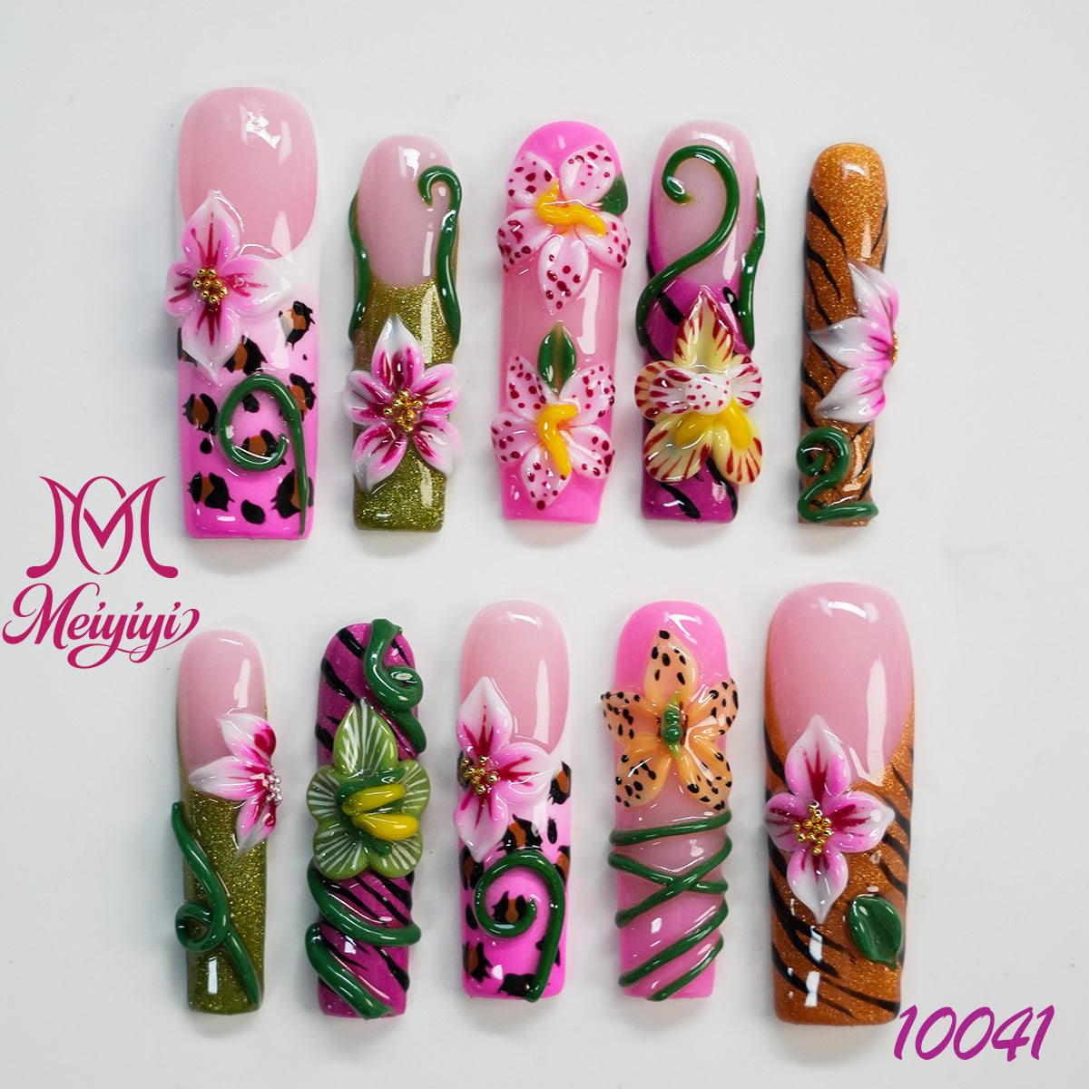 10041-MYY's designer original high-end design customized luxury hand-painted wearable nail art