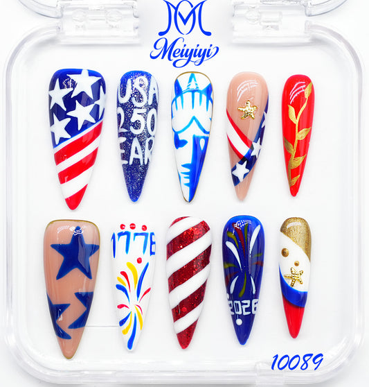 10089-MYY's designer original high-end design customized luxury hand-painted wearable nail art