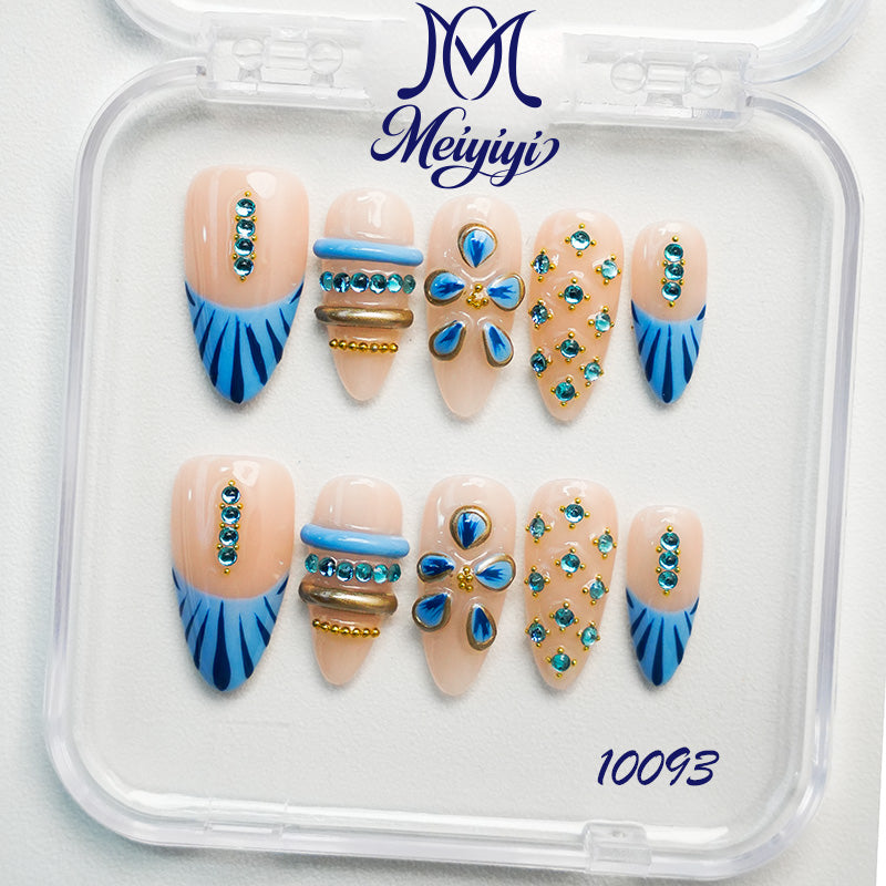 10093-MYY's designer original high-end design customized luxury hand-painted wearable nail art