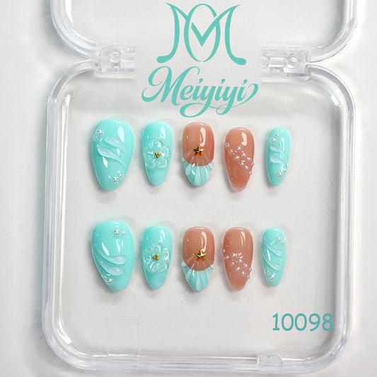 10098-MYY's designer original high-end design customized luxury hand-painted wearable nail art