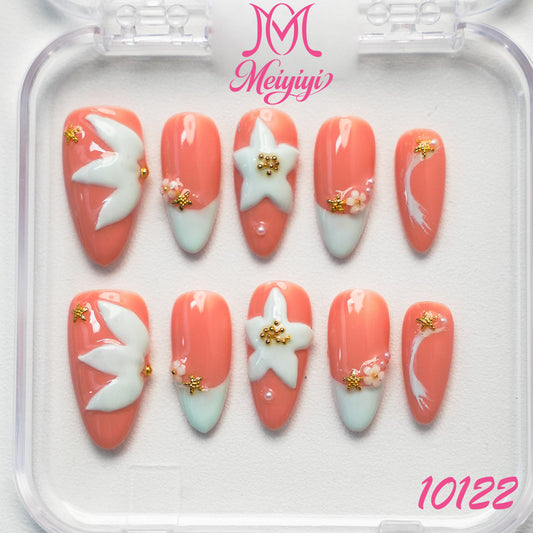 10122-MYY's designer original high-end design customized luxury hand-painted wearable nail art
