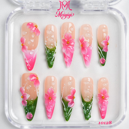 10128-MYY's designer original high-end design customized luxury hand-painted wearable nail art