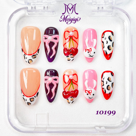 10199-MYY's designer original high-end design customized luxury hand-painted wearable nail art