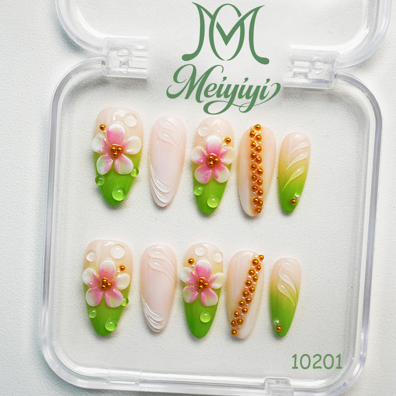 10201-MYY's designer original high-end design customized luxury hand-painted wearable nail art