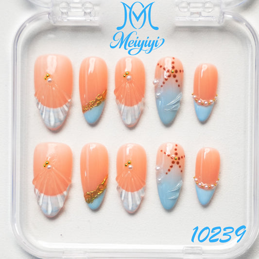 10239-MYY's designer original high-end design customized luxury hand-painted wearable nail art