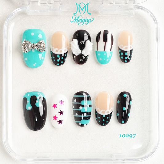 10297-MYY's designer original high-end design customized luxury hand-painted wearable nail art