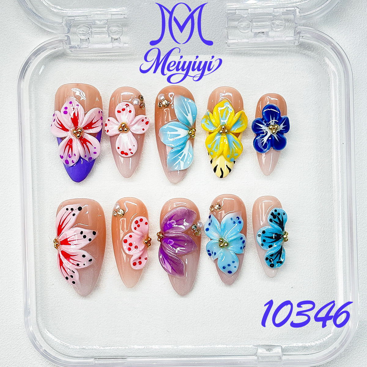 10346-MYY's designer original high-end design customized luxury hand-painted wearable nail art