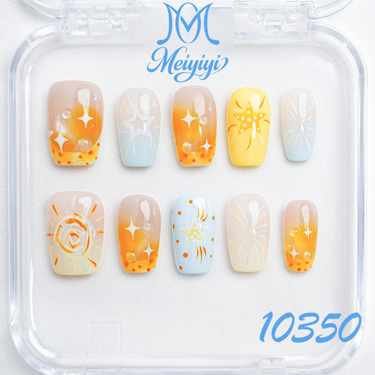10350-MYY's designer original high-end design customized luxury hand-painted wearable nail art