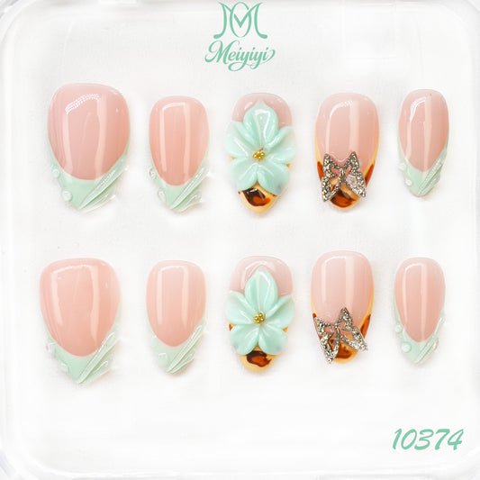 10374-MYY's designer original high-end design customized luxury hand-painted wearable nail art