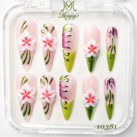 10381-MYY's designer original high-end design customized luxury hand-painted wearable nail art