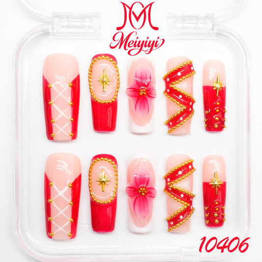 10406-MYY's designer original high-end design customized luxury hand-painted wearable nail art