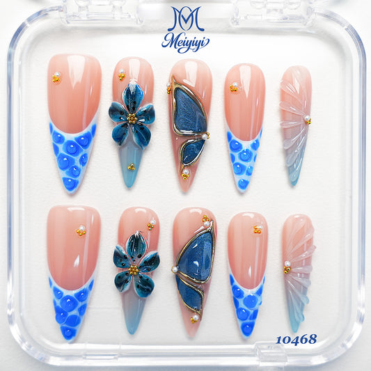 10468-MYY's designer original high-end design customized luxury hand-painted wearable nail art