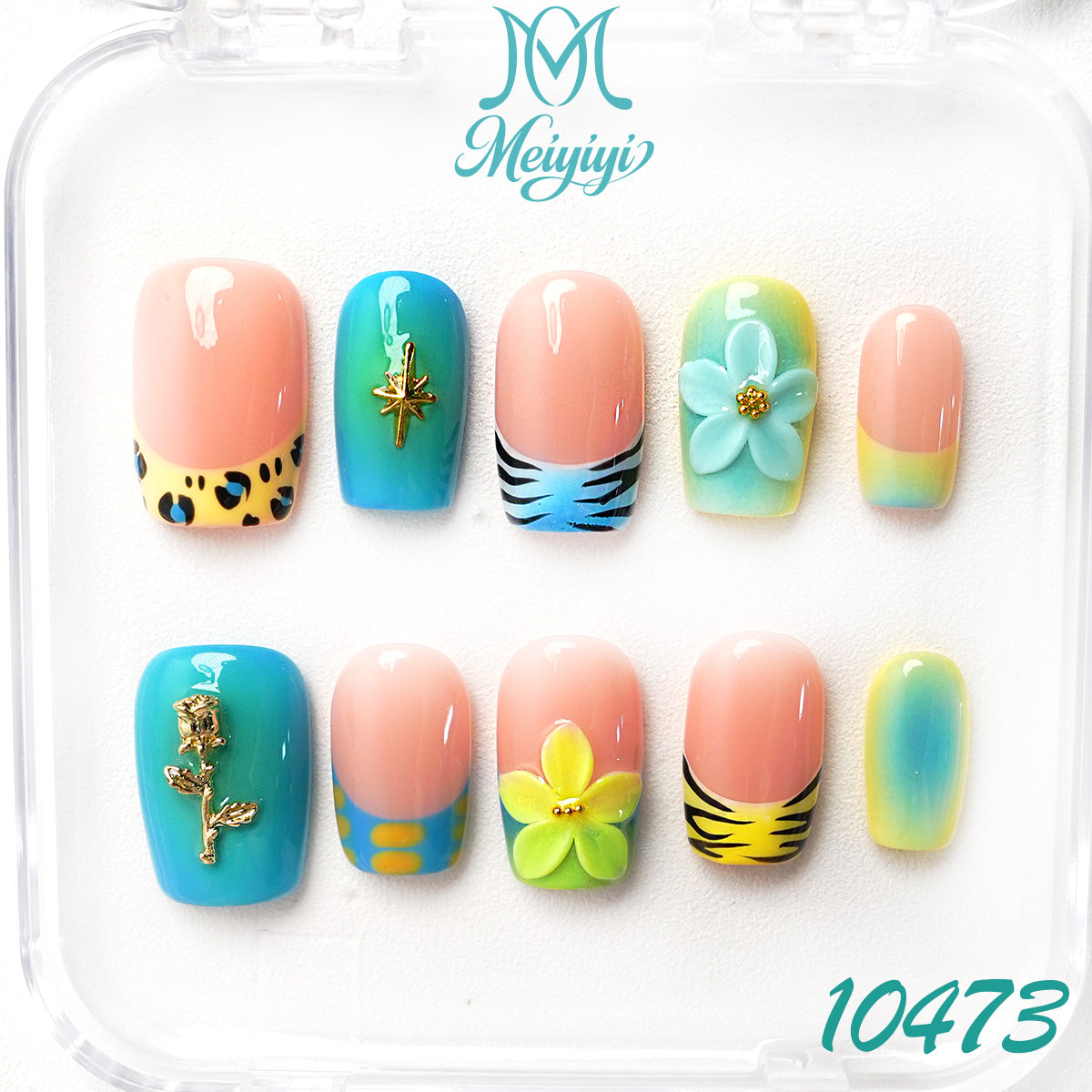 10473-MYY's designer original high-end design customized luxury hand-painted wearable nail art