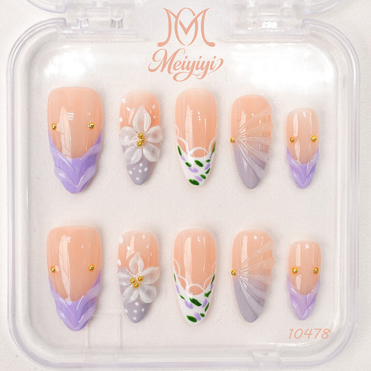 10478-MYY's designer original high-end design customized luxury hand-painted wearable nail art