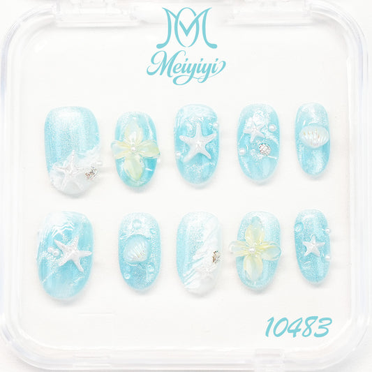 10483-MYY's designer original high-end design customized luxury hand-painted wearable nail art
