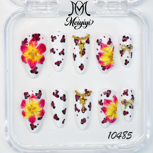 10485-MYY's designer original high-end design customized luxury hand-painted wearable nail art