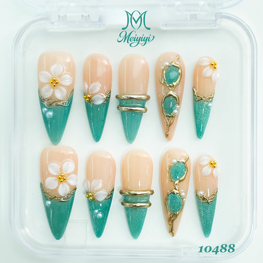 10488-MYY's designer original high-end design customized luxury hand-painted wearable nail art
