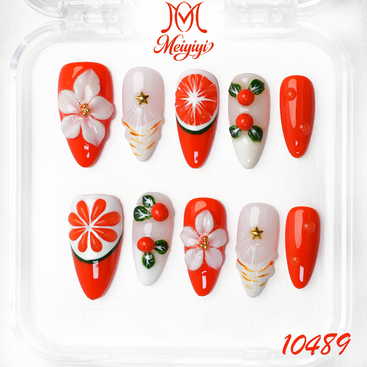 10489-MYY's designer original high-end design customized luxury hand-painted wearable nail art