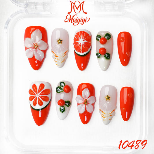 10489-MYY's designer original high-end design customized luxury hand-painted wearable nail art