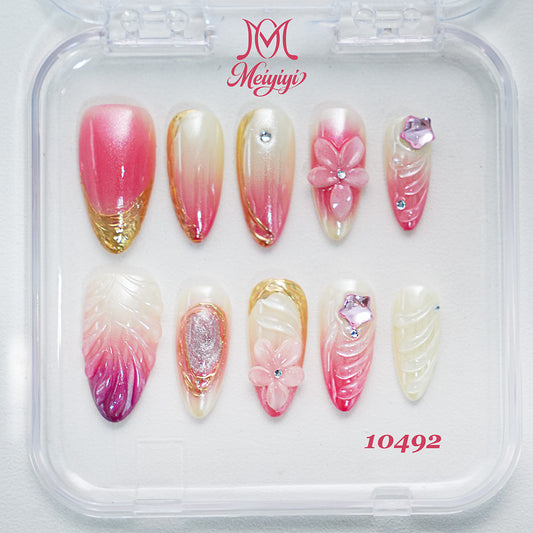 10492-MYY's designer original high-end design customized luxury hand-painted wearable nail art