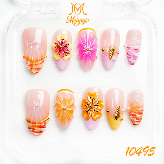 10495-MYY's designer original high-end design customized luxury hand-painted wearable nail art