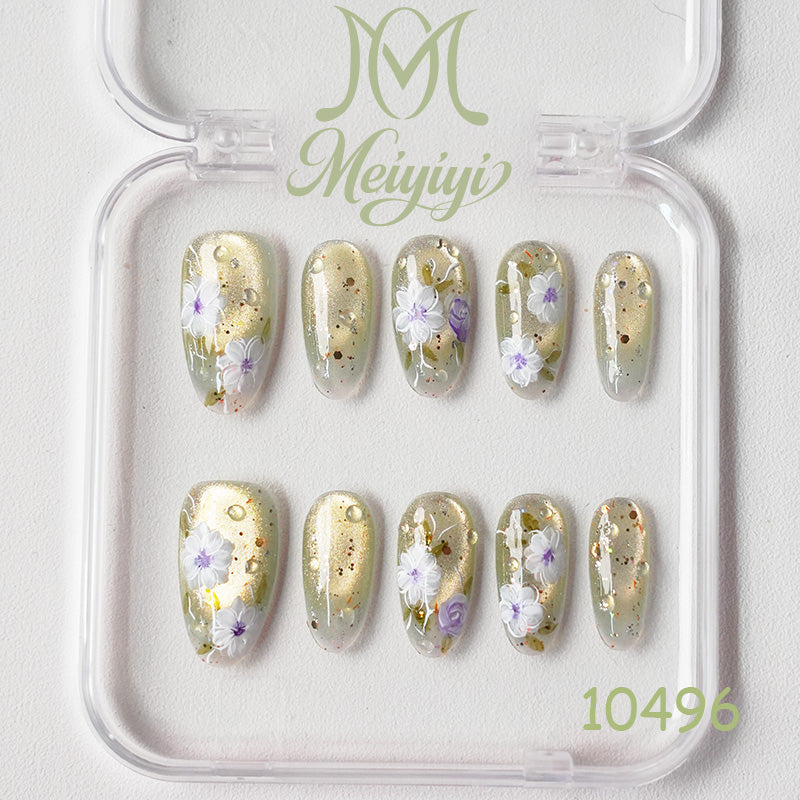 10496-MYY's designer original high-end design customized luxury hand-painted wearable nail art