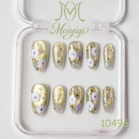 10496-MYY's designer original high-end design customized luxury hand-painted wearable nail art