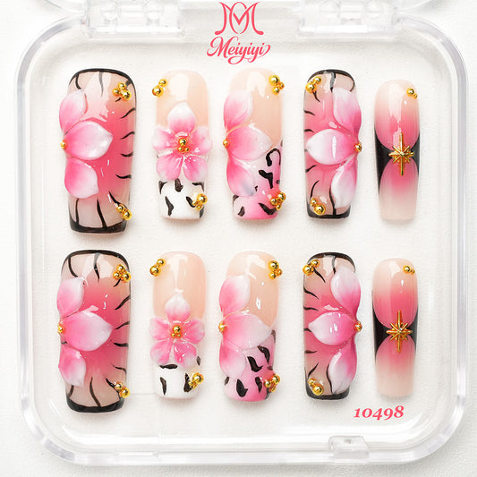 10498-MYY's designer original high-end design customized luxury hand-painted wearable nail art