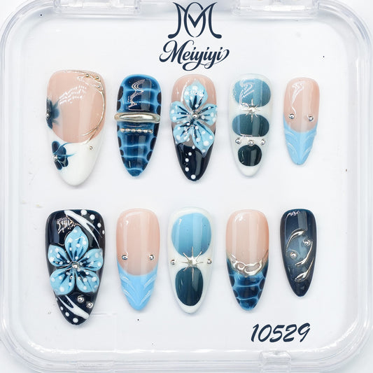 10529-MYY's designer original high-end design customized luxury hand-painted wearable nail art
