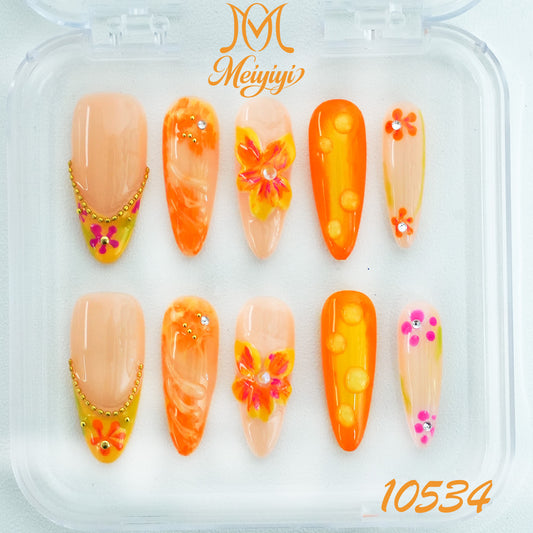 10534-MYY's designer original high-end design customized luxury hand-painted wearable nail art