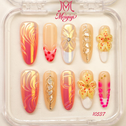 10537-MYY's designer original high-end design customized luxury hand-painted wearable nail art
