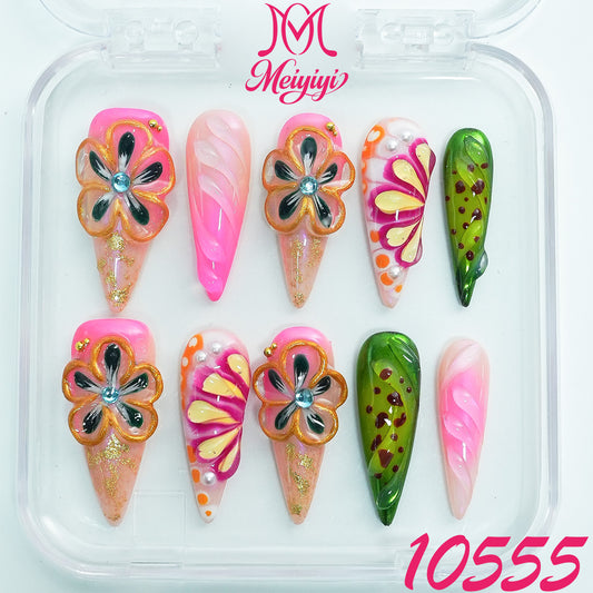 10555-MYY's designer original high-end design customized luxury hand-painted wearable nail art