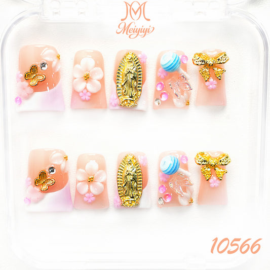 10566-MYY's designer original high-end design customized luxury hand-painted wearable nail art