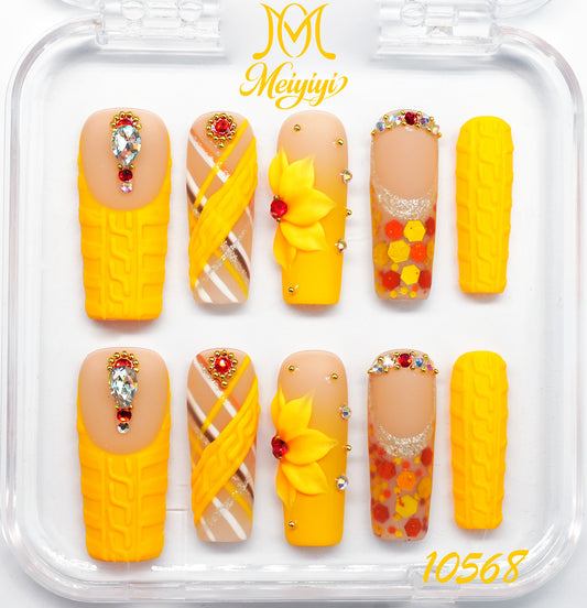 10568-MYY's designer original high-end design customized luxury hand-painted wearable nail art