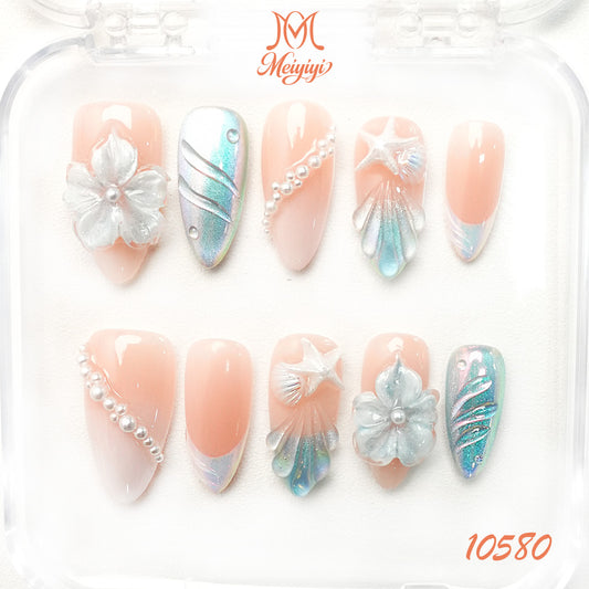 10580-MYY's designer original high-end design customized luxury hand-painted wearable nail art