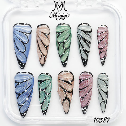10587-MYY's designer original high-end design customized luxury hand-painted wearable nail art