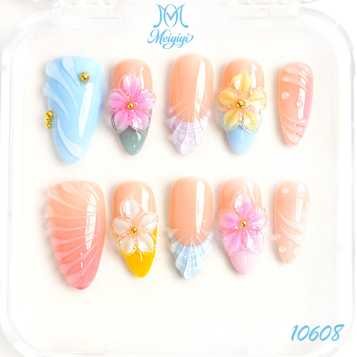 10608-MYY's designer original high-end design customized luxury hand-painted wearable nail art