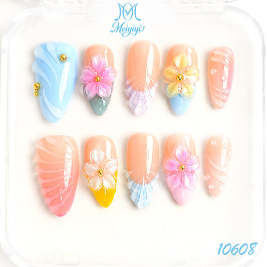 10608-MYY's designer original high-end design customized luxury hand-painted wearable nail art