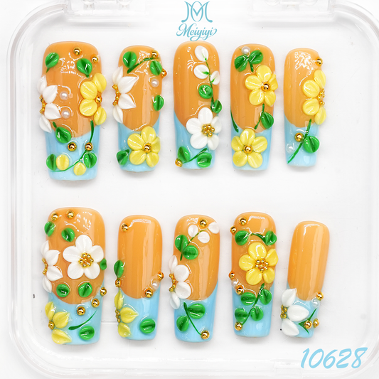 10628-MYY's designer original high-end design customized luxury hand-painted wearable nail art