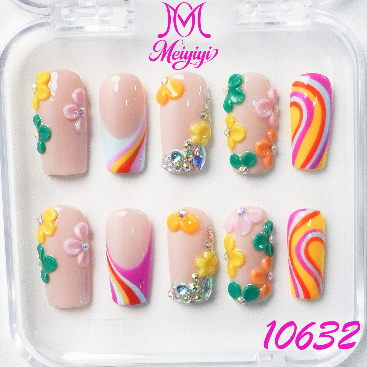 10632-MYY's designer original high-end design customized luxury hand-painted wearable nail art