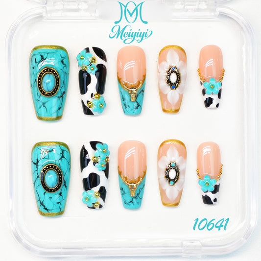 10641-MYY's designer original high-end design customized luxury hand-painted wearable nail art