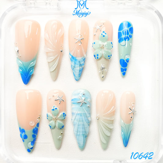 10642-MYY's designer original high-end design customized luxury hand-painted wearable nail art