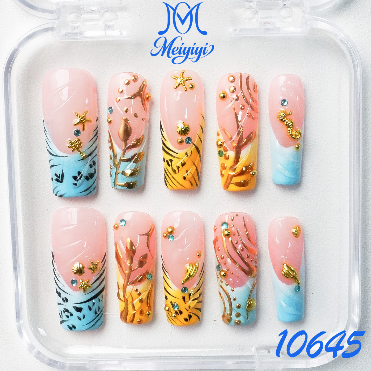 10645-MYY's designer original high-end design customized luxury hand-painted wearable nail art