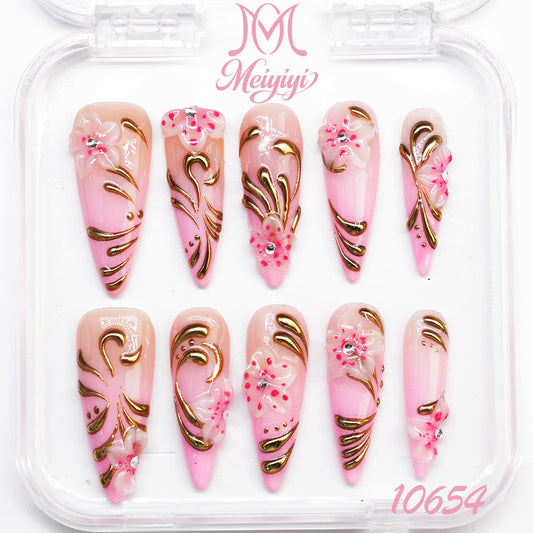10654-MYY's designer original high-end design customized luxury hand-painted wearable nail art