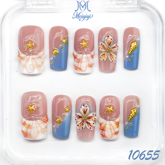 10655-MYY's designer original high-end design customized luxury hand-painted wearable nail art