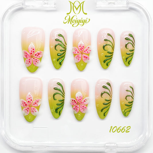 10662-MYY's designer original high-end design customized luxury hand-painted wearable nail art