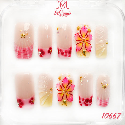 10667-MYY's designer original high-end design customized luxury hand-painted wearable nail art