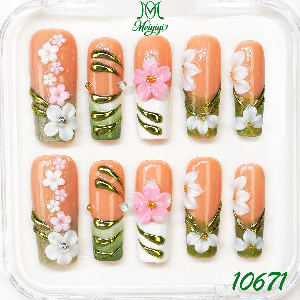10671-MYY's designer original high-end design customized luxury hand-painted wearable nail art