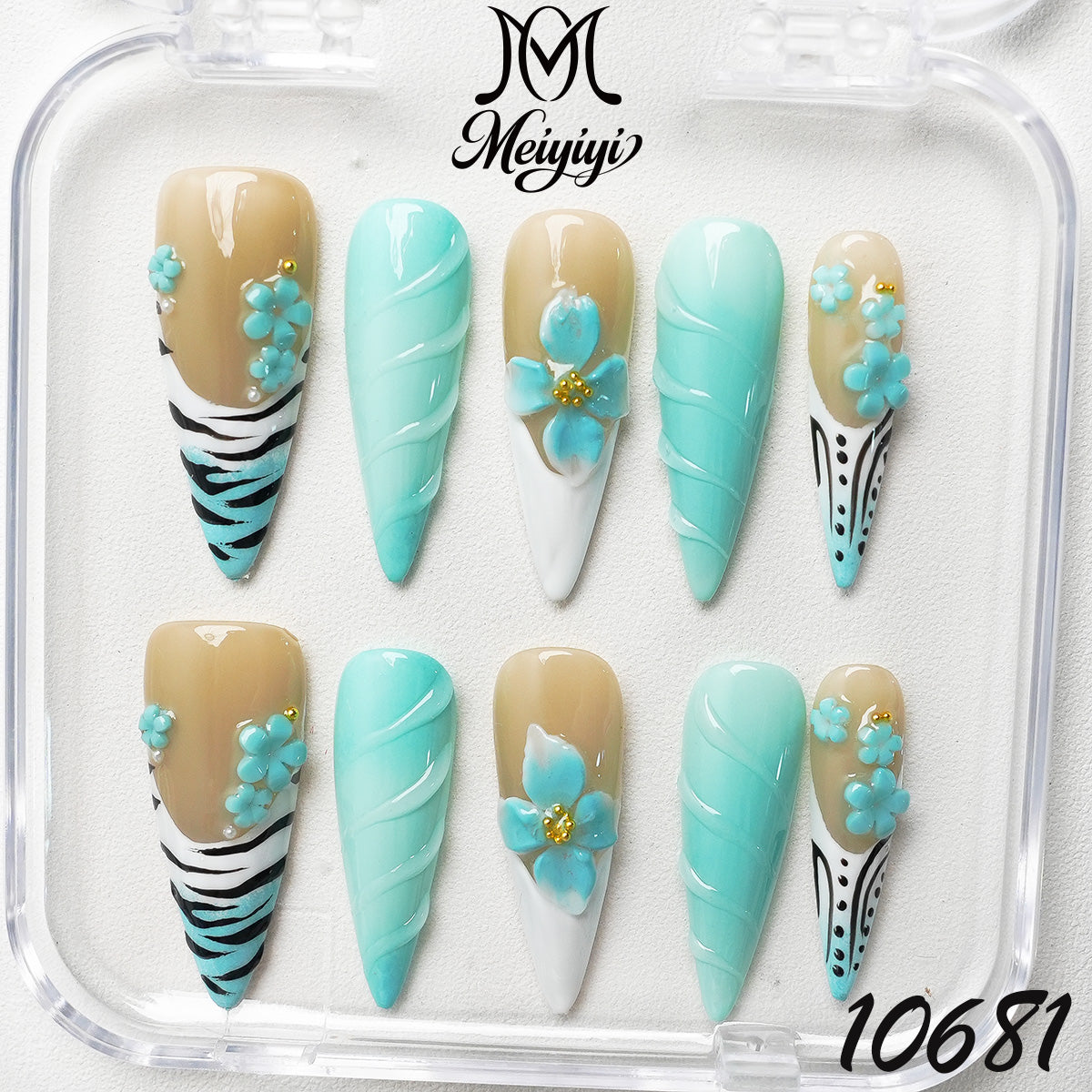 10681-MYY's designer original high-end design customized luxury hand-painted wearable nail art