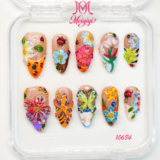 10684-MYY's designer original high-end design customized luxury hand-painted wearable nail art